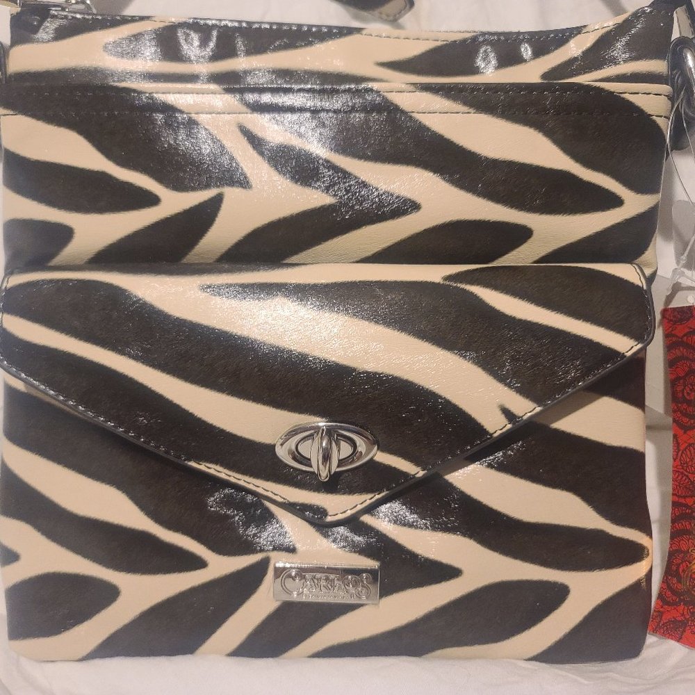 Zebra printed crossbody purse